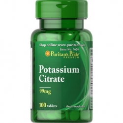 Cytrynian Potasu w tabletkach 99 mg / 100 tab Puritans Pride