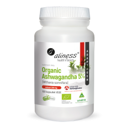 Organic Ashwagandha 5% KSM-66 200mg x 100 VEGE caps     - Aliness