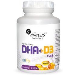 Omega DHA 300 mg z alg + D3 2000IU - Aliness