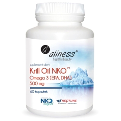Krill Oil NKO Omega 3 z Astaksantyną, 500 mg 60 kapsułek- Aliness